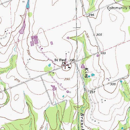 Topographic Map of Saint Paul Church, TX