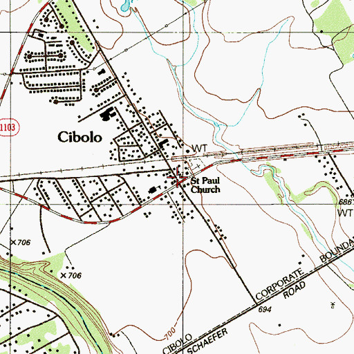 Topographic Map of Saint Paul Church, TX
