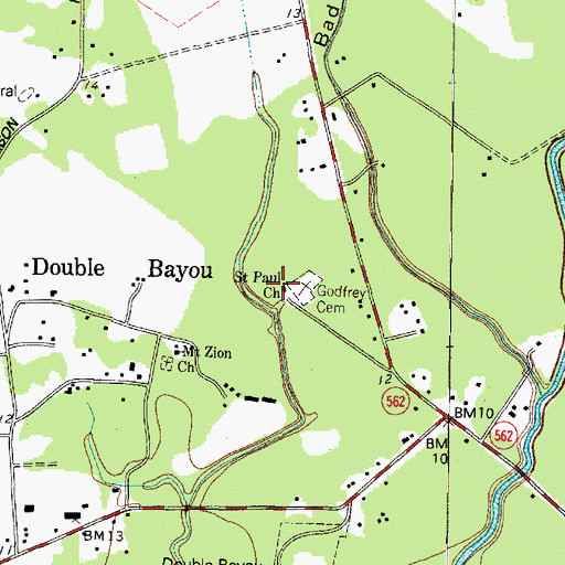 Topographic Map of Saint Paul Church, TX