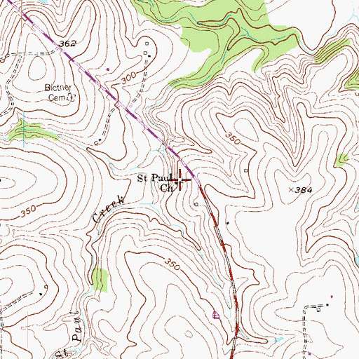 Topographic Map of Saint Paul Church, TX