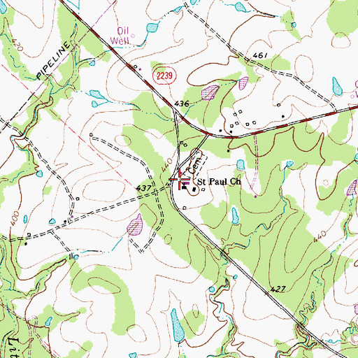 Topographic Map of Saint Paul Church, TX