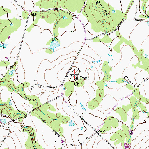 Topographic Map of Saint Paul Church, TX