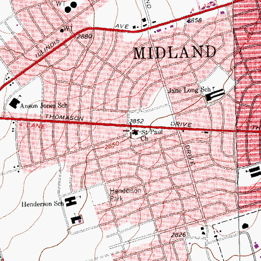 Topographic Map of Saint Paul Church, TX