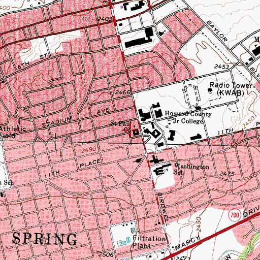 Topographic Map of Saint Paul Church, TX