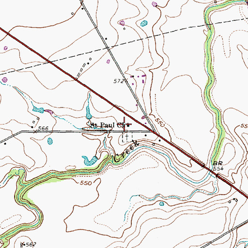 Topographic Map of Saint Paul Church, TX