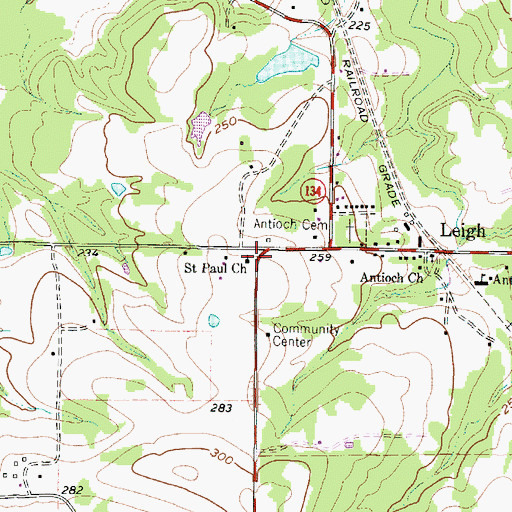 Topographic Map of Saint Paul Church, TX