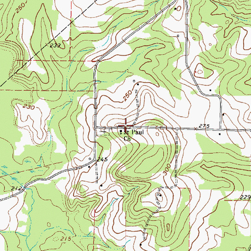 Topographic Map of Saint Paul Church, TX