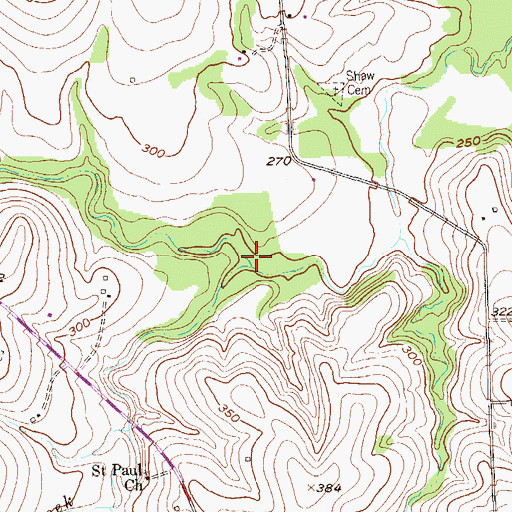 Topographic Map of Saint Paul Creek, TX