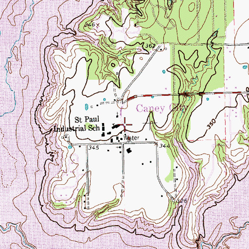 Topographic Map of Saint Paul Industrial School, TX