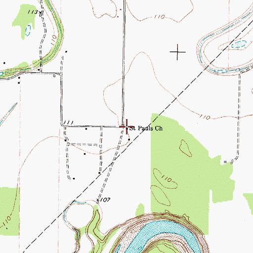 Topographic Map of Saint Pauls Church, TX