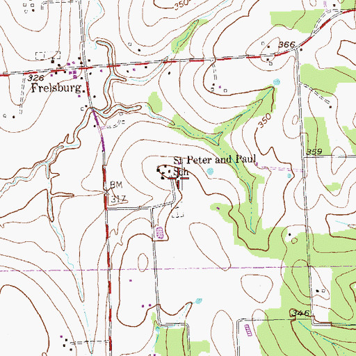 Topographic Map of Saint Peter and Paul School, TX