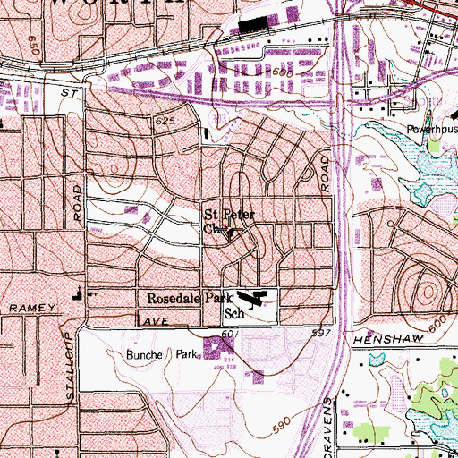 Topographic Map of Saint Peter Church, TX