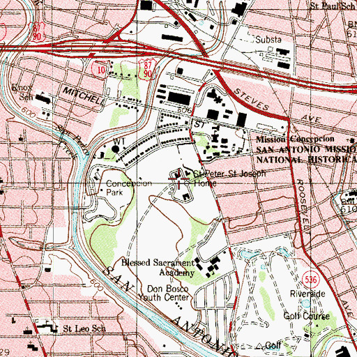 Topographic Map of Saint Peter-Saint Joseph Home, TX