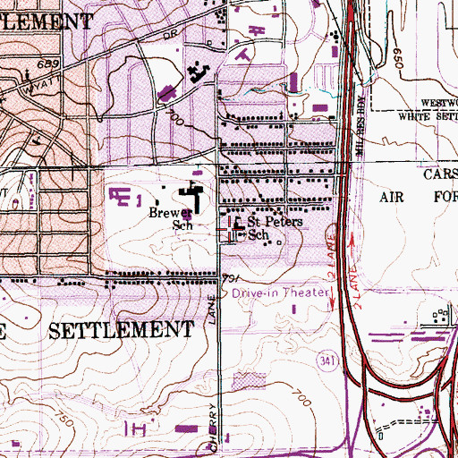 Topographic Map of Saint Peters School, TX