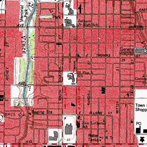 Topographic Map of Saint Pius Convent, TX