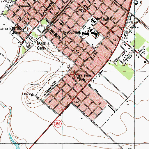 Topographic Map of Saint Pius School, TX