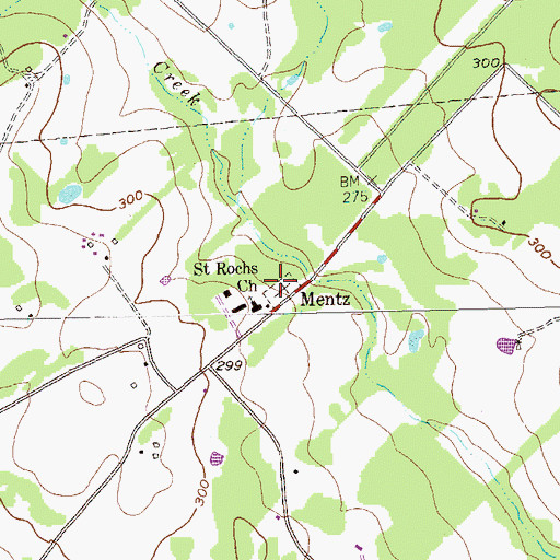 Topographic Map of Saint Rochs Church, TX