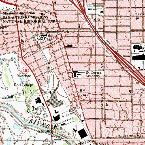 Topographic Map of Saint Teresa Academy, TX