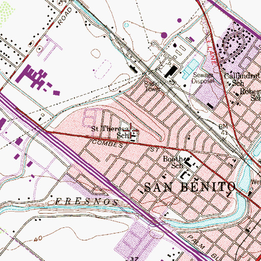 Topographic Map of Saint Theresa School, TX