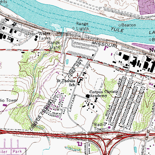 Topographic Map of Saint Theresa School, TX