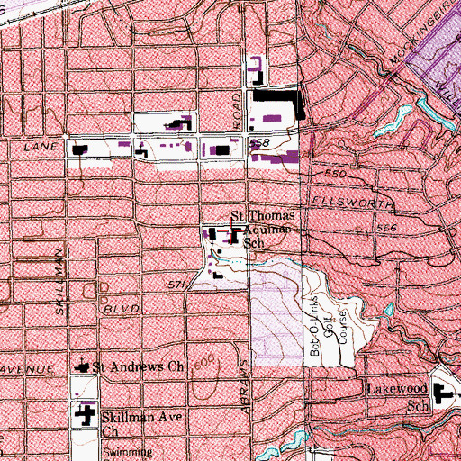 Topographic Map of Saint Thomas Aquinas Catholic School, TX