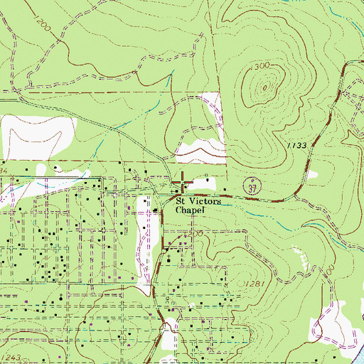 Topographic Map of Saint Victors Chapel, TX