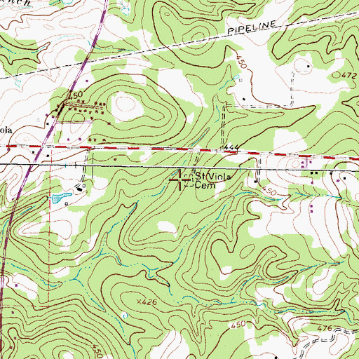 Topographic Map of Saint Viola Cemetery, TX
