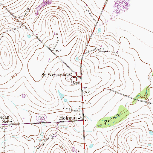 Topographic Map of Saint Wenceslaus Church, TX