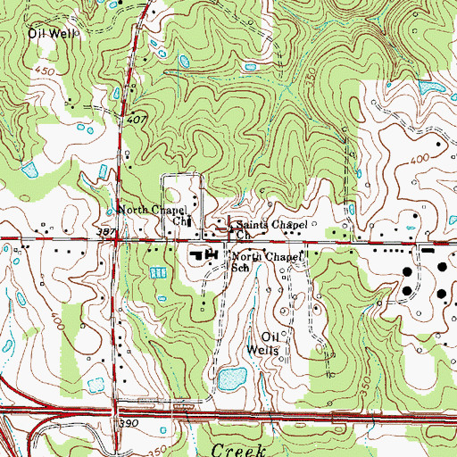 Topographic Map of Saints Chapel Church, TX