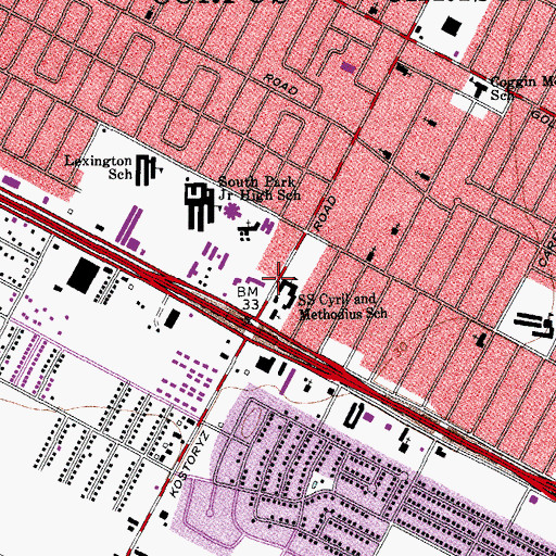 Topographic Map of Saints Cyril and Methodius Elementary School, TX