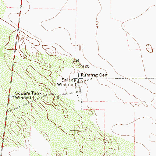 Topographic Map of Salada Windmill, TX
