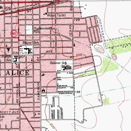 Topographic Map of Salazar School, TX