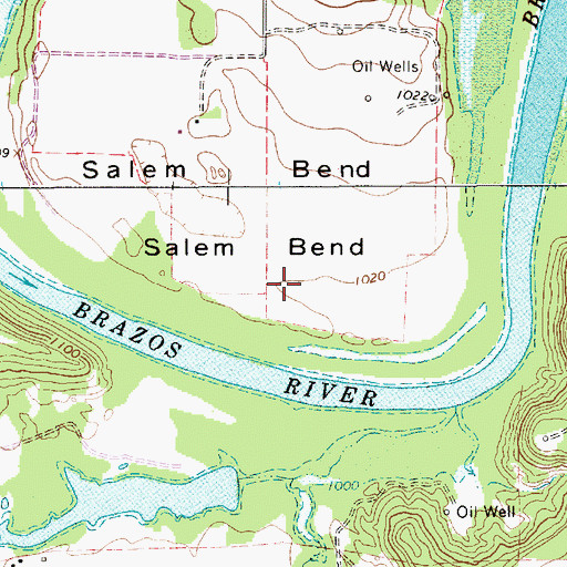 Topographic Map of Salem Bend, TX