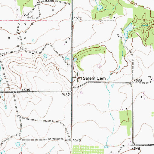 Topographic Map of Salem Cemetery, TX