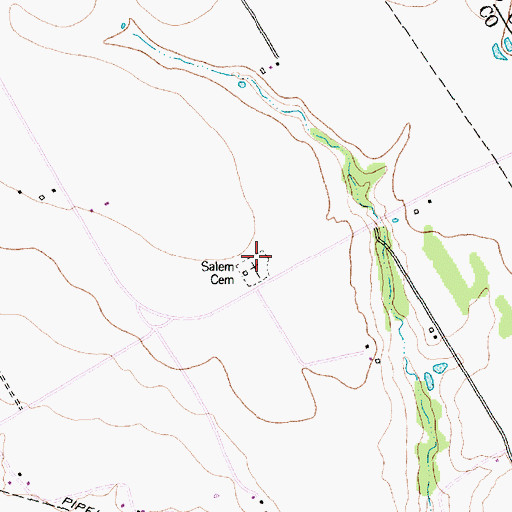 Topographic Map of Salem Cemetery, TX