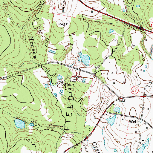 Topographic Map of Salem Cemetery, TX