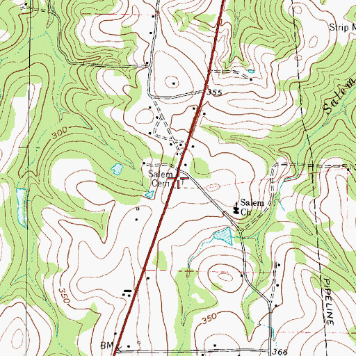 Topographic Map of Salem Cemetery, TX