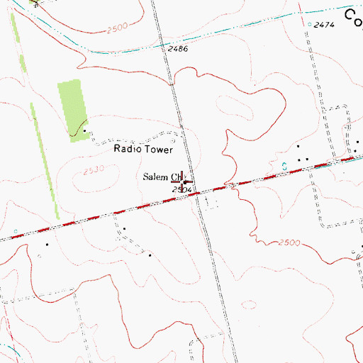 Topographic Map of Salem Church, TX