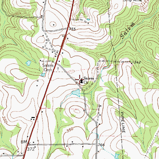 Topographic Map of Salem Church, TX