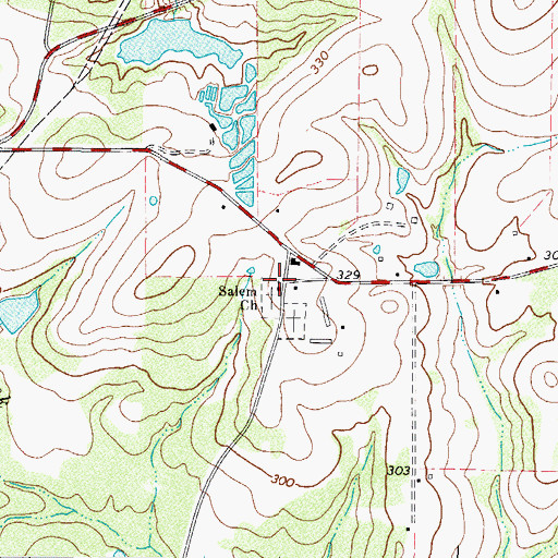 Topographic Map of Salem Church, TX
