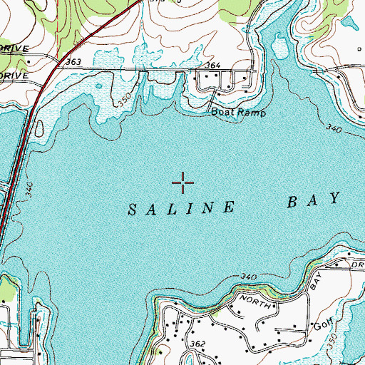 Topographic Map of Saline Bay, TX