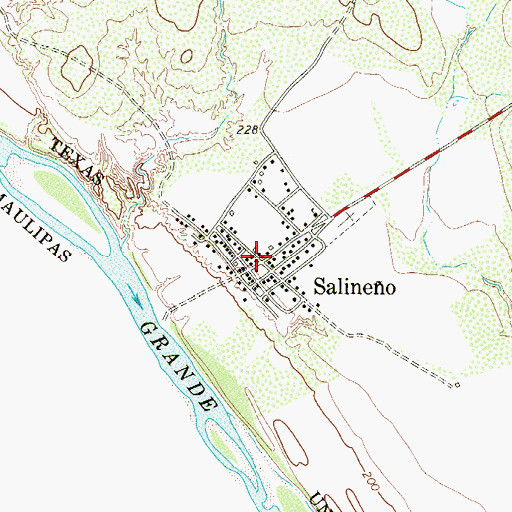 Topographic Map of Salineo, TX