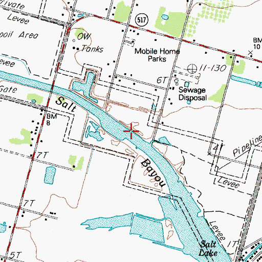 Topographic Map of Salt Bayou, TX