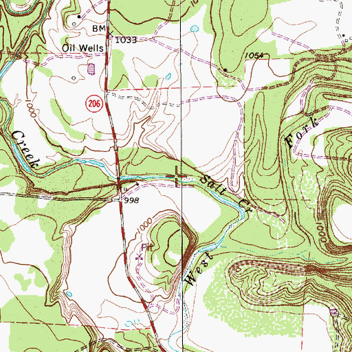 Topographic Map of Salt Creek, TX