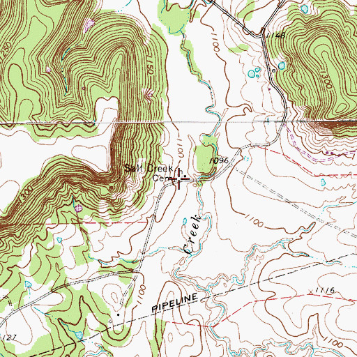 Topographic Map of Salt Creek Cemetery, TX