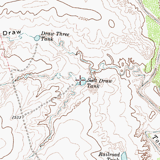 Topographic Map of Salt Draw Tank, TX