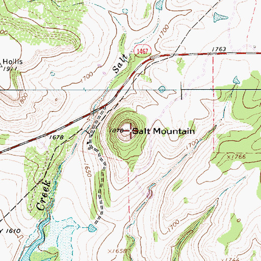 Topographic Map of Salt Mountain, TX