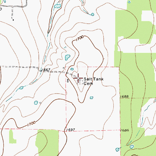 Topographic Map of Salt Tank Cemetery, TX