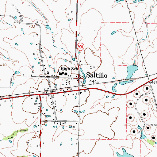 Topographic Map of Saltillo, TX