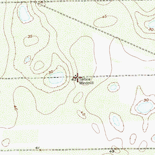 Topographic Map of Saltine Windmill, TX